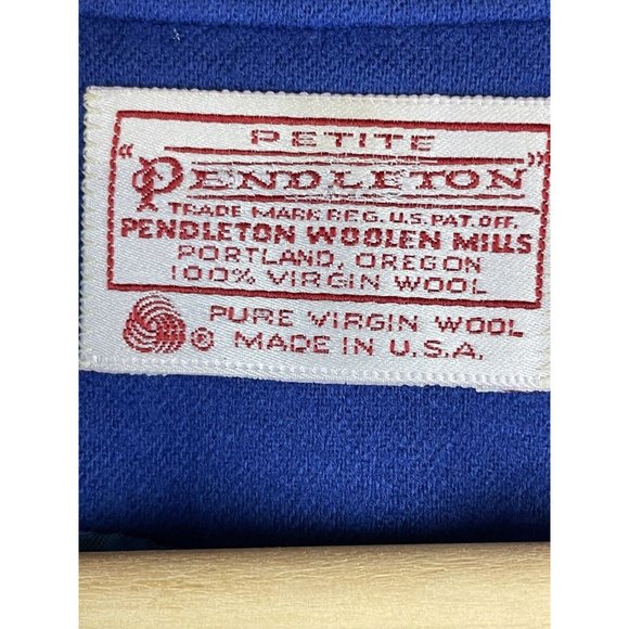 Vintage Pendleton Wool Blazer Women Size 12* Cobalt Blue Suit Jacket Teal Lining - Picture 4 of 16